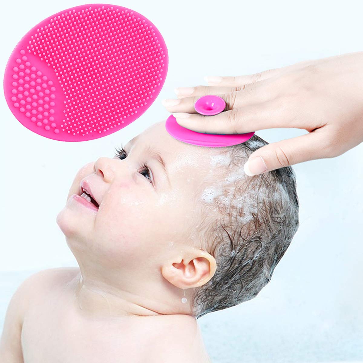 Baby Bath Brush, Baby Cradle Cap Brush, Silicone Massage Brush, Silicone Scrubbers Exfoliator Brush, Baby Skin Scrubbers Essential for Dry Skin, Cradle Cap and Eczema 2 Pack (Blue & Green)