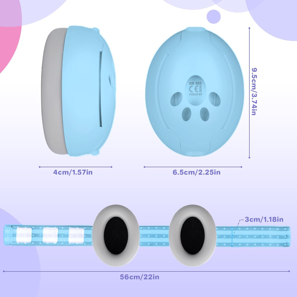 Baby Ear Defenders for 0-36 Months, Soft Adjustable with Noise‑Reduction