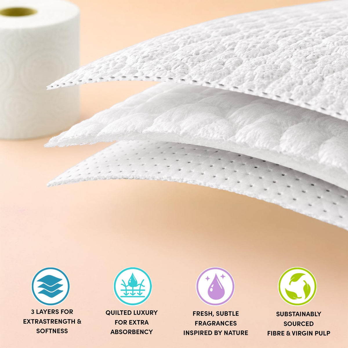 Splesh by Cusheen Toilet Roll 72 Rolls - Aloe Vera Scent Bulk Family Pack | Soft 3 Ply Quilted Bathroom Tissue Loo Rolls | Eco-Friendly, Sustainable Toilet Paper