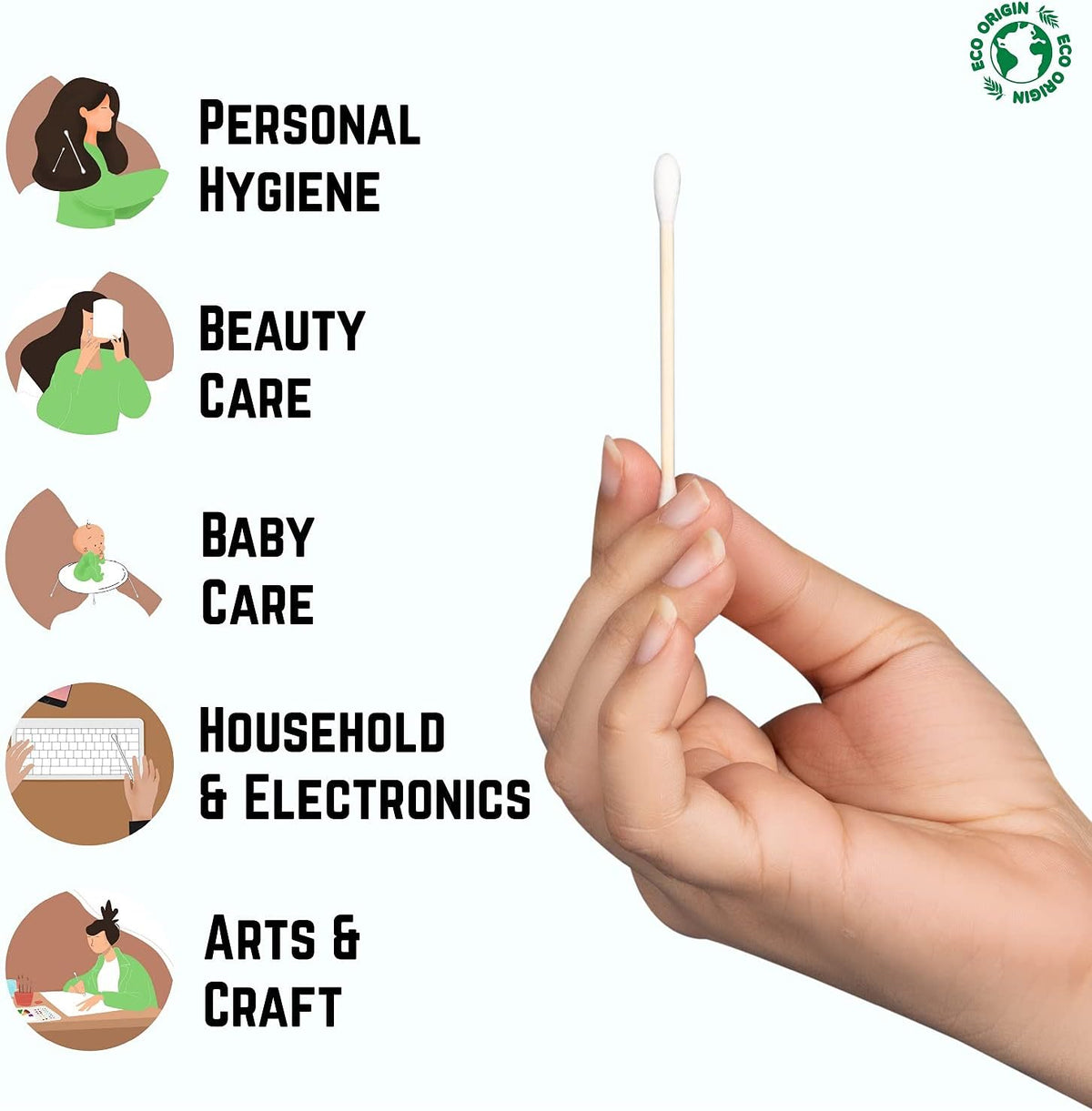 600 Bamboo Cotton Buds | 100% Eco-Friendly Biodegradable | Cotton Buds Bamboo | Ear Swabs | Ear Picks | Cotton Ear Buds | 6 x100 Ear Buds Cotton