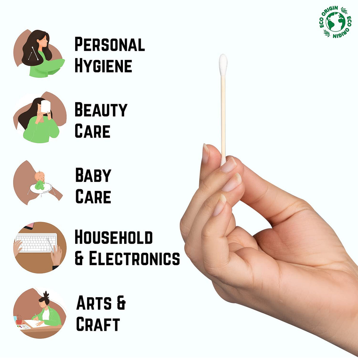 600 Bamboo Cotton Buds | 100% Eco-Friendly Biodegradable | Cotton Buds Bamboo | Ear Swabs | Ear Picks | Cotton Ear Buds | 6 x100 Ear Buds Cotton