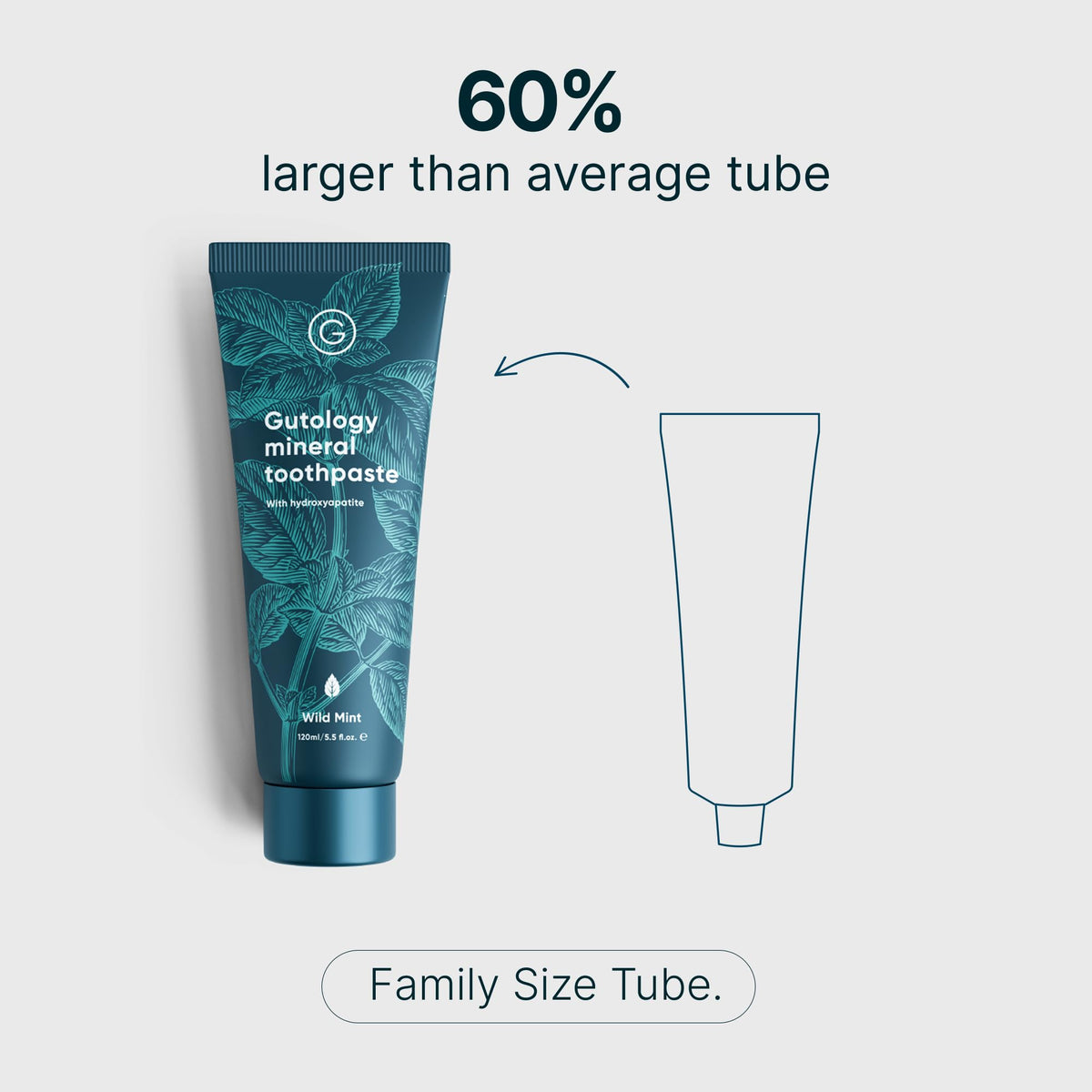 Gutology Mineral Hydroxyapatite Toothpaste, Fluoride Free, 120ml, Wild Mint