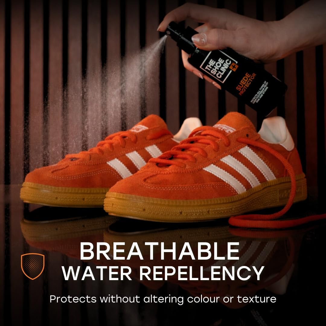 Shoe Clinic Suede Protector Spray for Suede & Nubuck Leather | Stain, Dirt & Rain Water Protection | Waterproof Shoe Protector Spray for Shoes, Boots & Trainers | 125ml