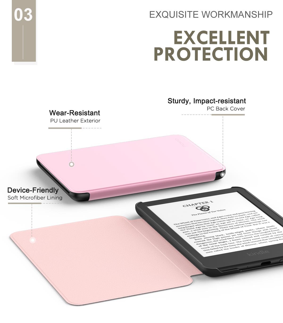 MoKo Case for 6" Amazon Kindle Basic 11th Gen 2024/2022, Matcha