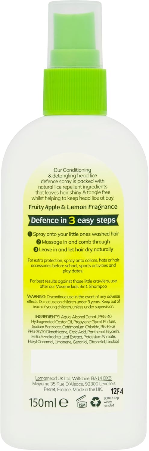 Vosene Defence Spray - Apple & Lemon Natural Head Lice Defence Spray 150ml