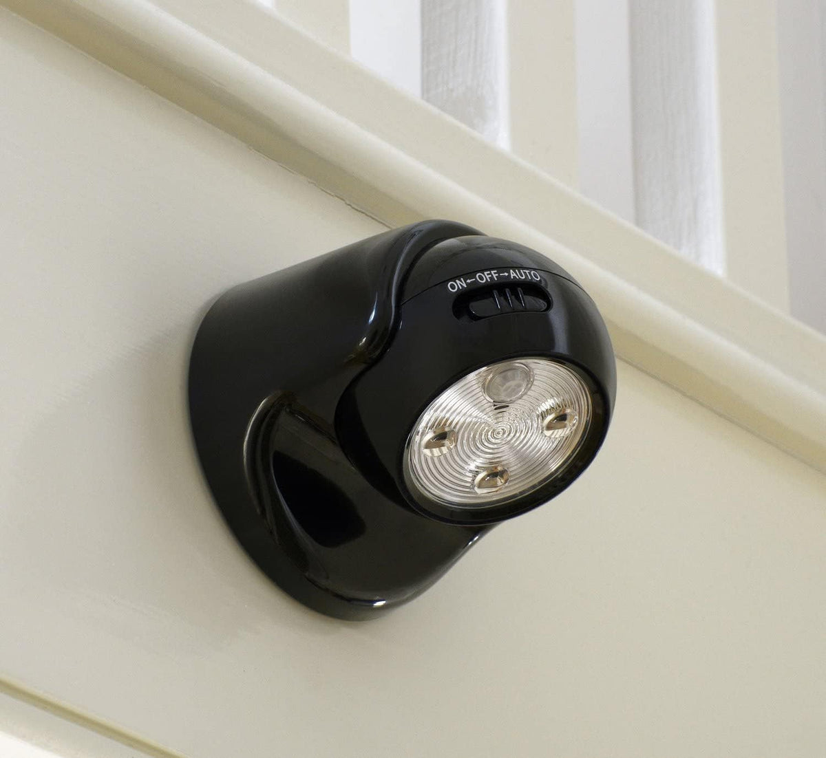 Auraglow Motion Sensor Security Light, Wireless Battery Powered PIR, Black