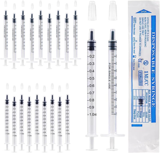 60Pcs 1ml Colostrum Syringe Plastic Syringes With Caps No Needle