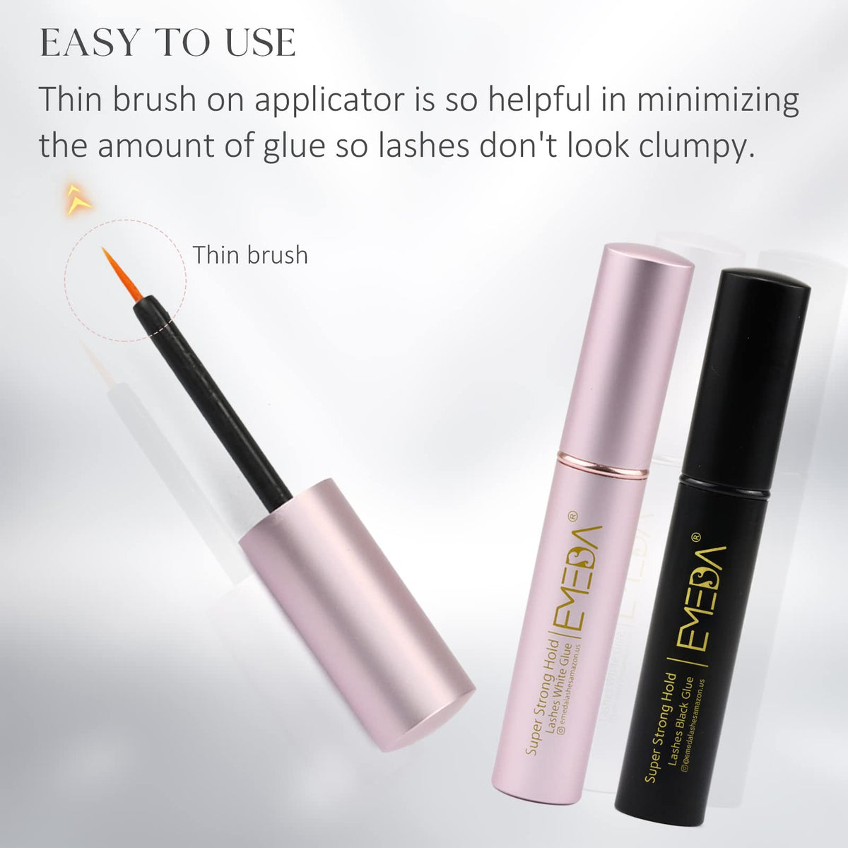 EMEDA Super Strong Hold False Eyelash Glue Professional Latex Free Lash Glue Waterproof Lash G lue Transparent Strip Eyelash Adhesive White and Clear
