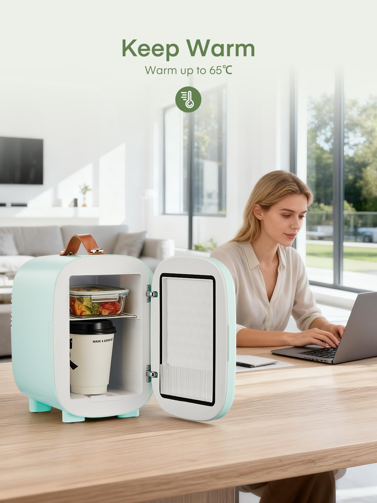FOHERE Mini Fridge Portable, 5 Liter/6 Cans Small Fridge Cooler & Warmer, Quiet, DC/AC Power, Cmpact Mini Fridge for Bedrooms, Office, Skincare, Car, Travel, Black