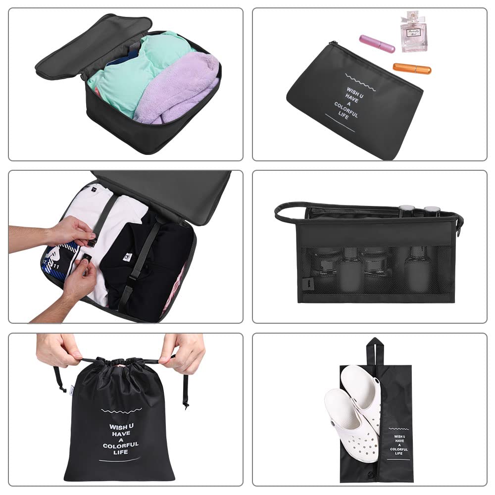 OSDUE Packing Cubes for Suitcase, 8PCS Thickening Travel Organiser Packing Bags Lightweight Travel Accessories Organizers Essentials Clothes Shoes Cosmetics Toiletries Storage Bags