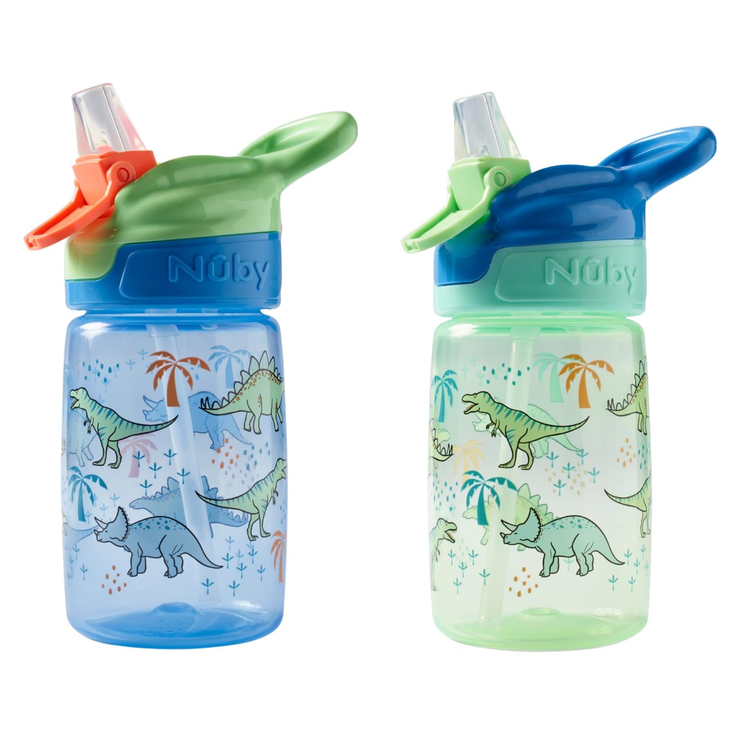 Nuby Incredible Gulp Water Bottle - No Spill Active Toddler Sippy Cup | 360ml / 12oz | Carry Handle | Dishwasher and Microwave Safe | Suitable Beaker for 18 Months Plus (Unicorns, Pack of 2)