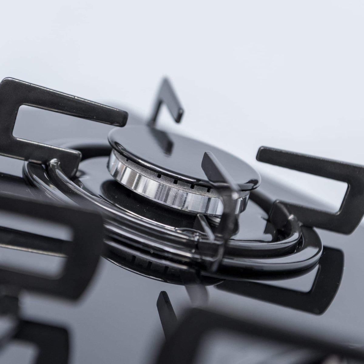 SIA GHG302BL 30cm 2 Burner Black Glass On Gas Domino Hob With Enamel Pan Stands