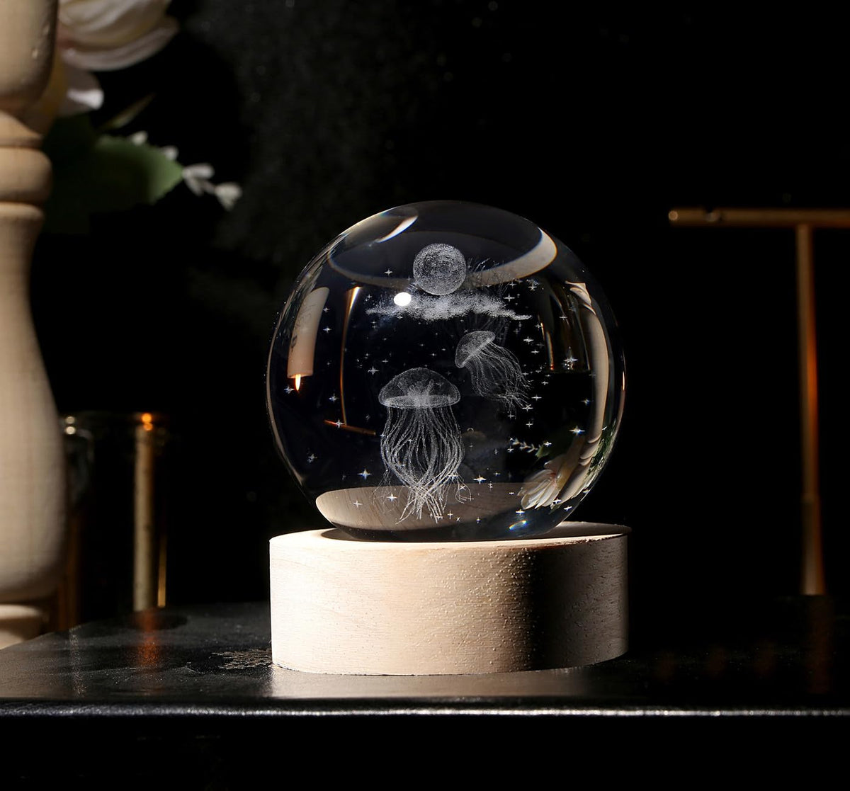 Glass Christmas Reindeer 3D Crystal Ball Christmas Ornaments