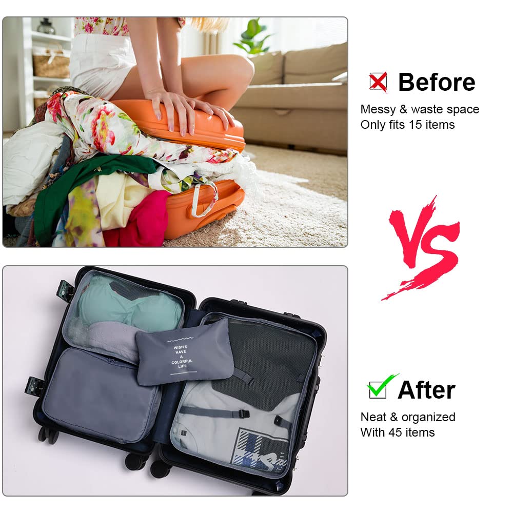 OSDUE Packing Cubes for Suitcase, 8PCS Thickening Travel Organiser Packing Bags Lightweight Travel Accessories Organizers Essentials Clothes Shoes Cosmetics Toiletries Storage Bags