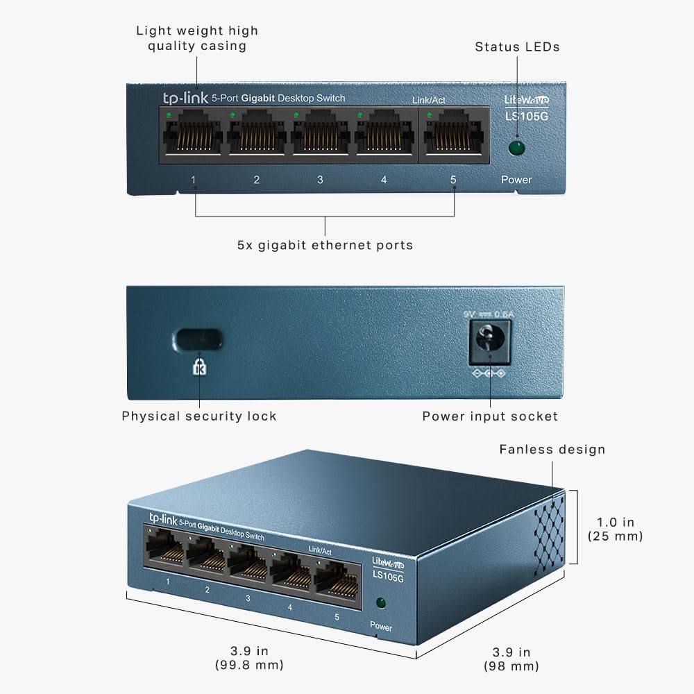 TP-Link EH210 Ethernet Splitter, 1 to 2 Gigabit Network Switch