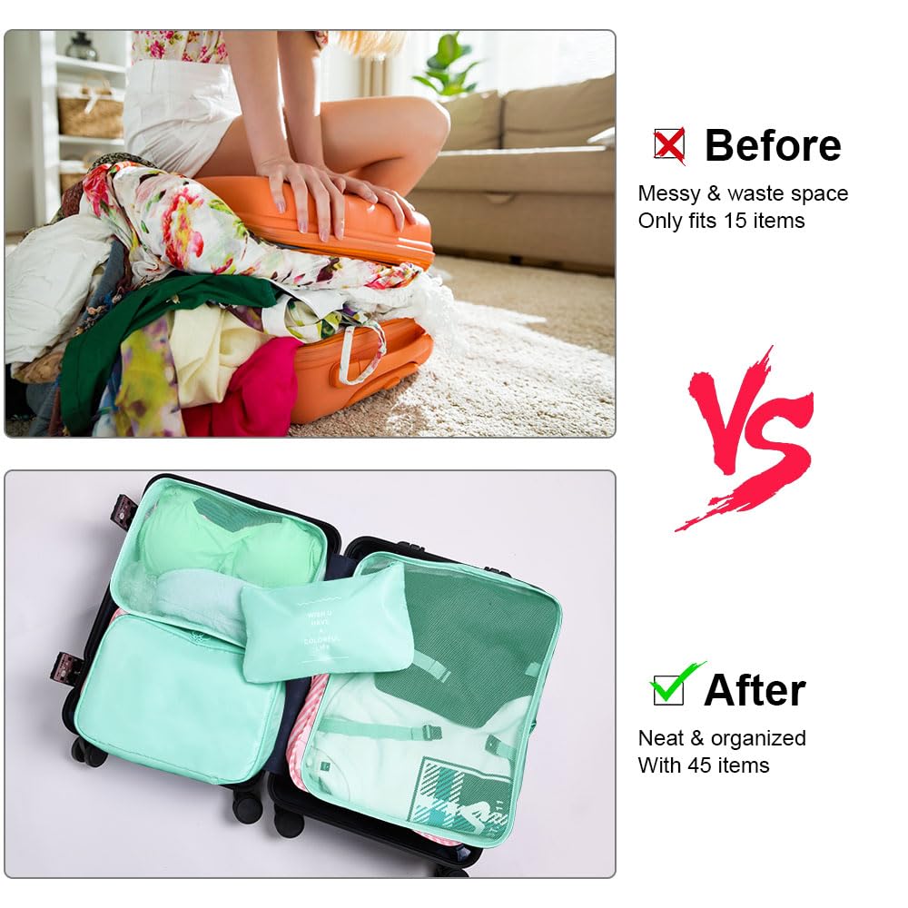 OSDUE Packing Cubes for Suitcase, 8PCS Thickening Travel Organiser Packing Bags Lightweight Travel Accessories Organizers Essentials Clothes Shoes Cosmetics Toiletries Storage Bags