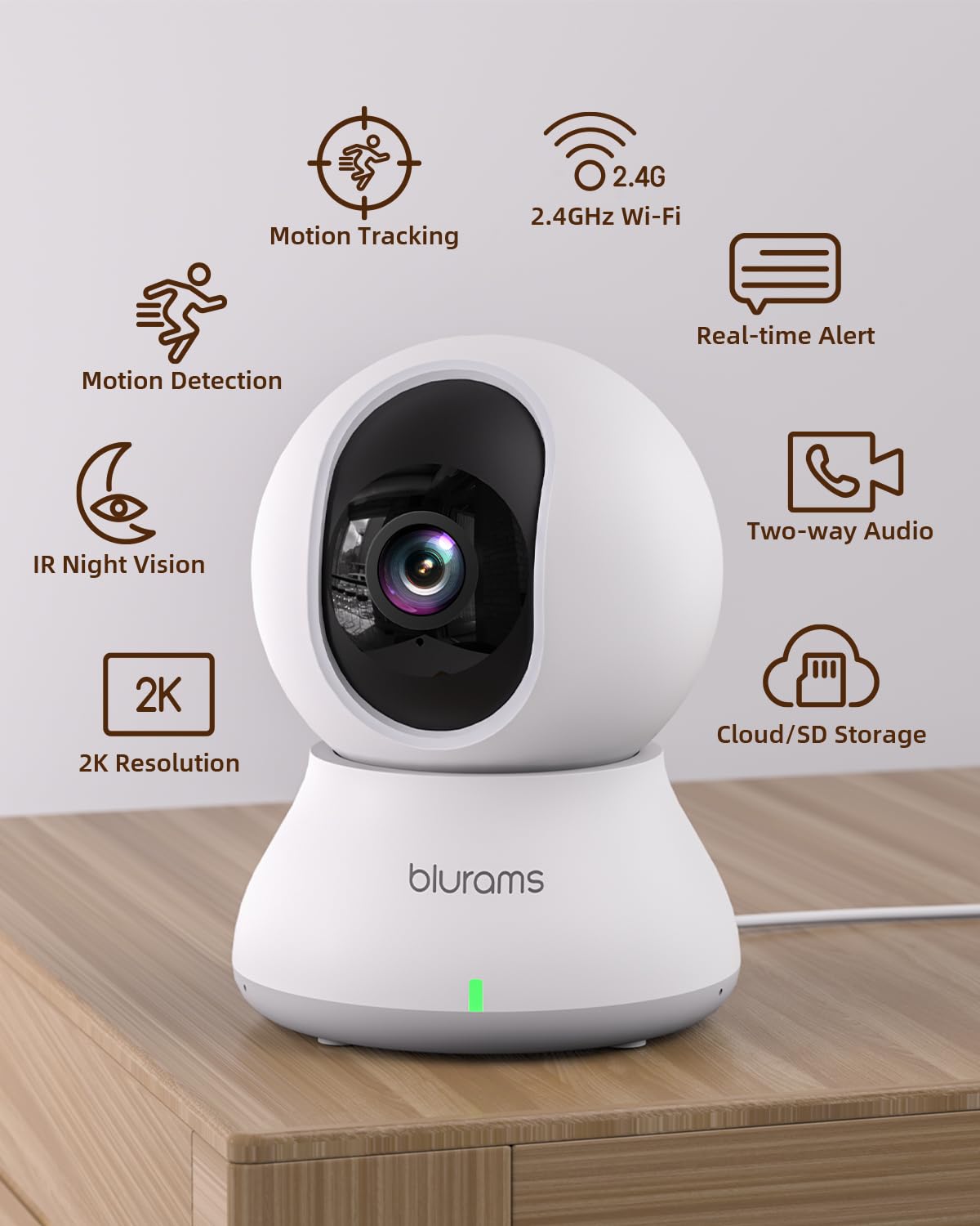 blurams Pet Camera 2K, Indoor Cameras, Dog Camera, 360° Home Security Cameras, Color Night Vision, Motion Tracking, 2-Way Talk, Cloud&SD, APP Control, Compatible with Alexa