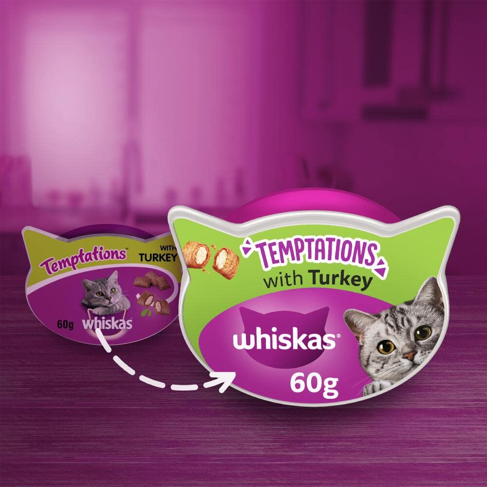 WHISKAS Crunch 100g (Pack of 6) - Tasty Topping Adult Cat Treat Biscuits