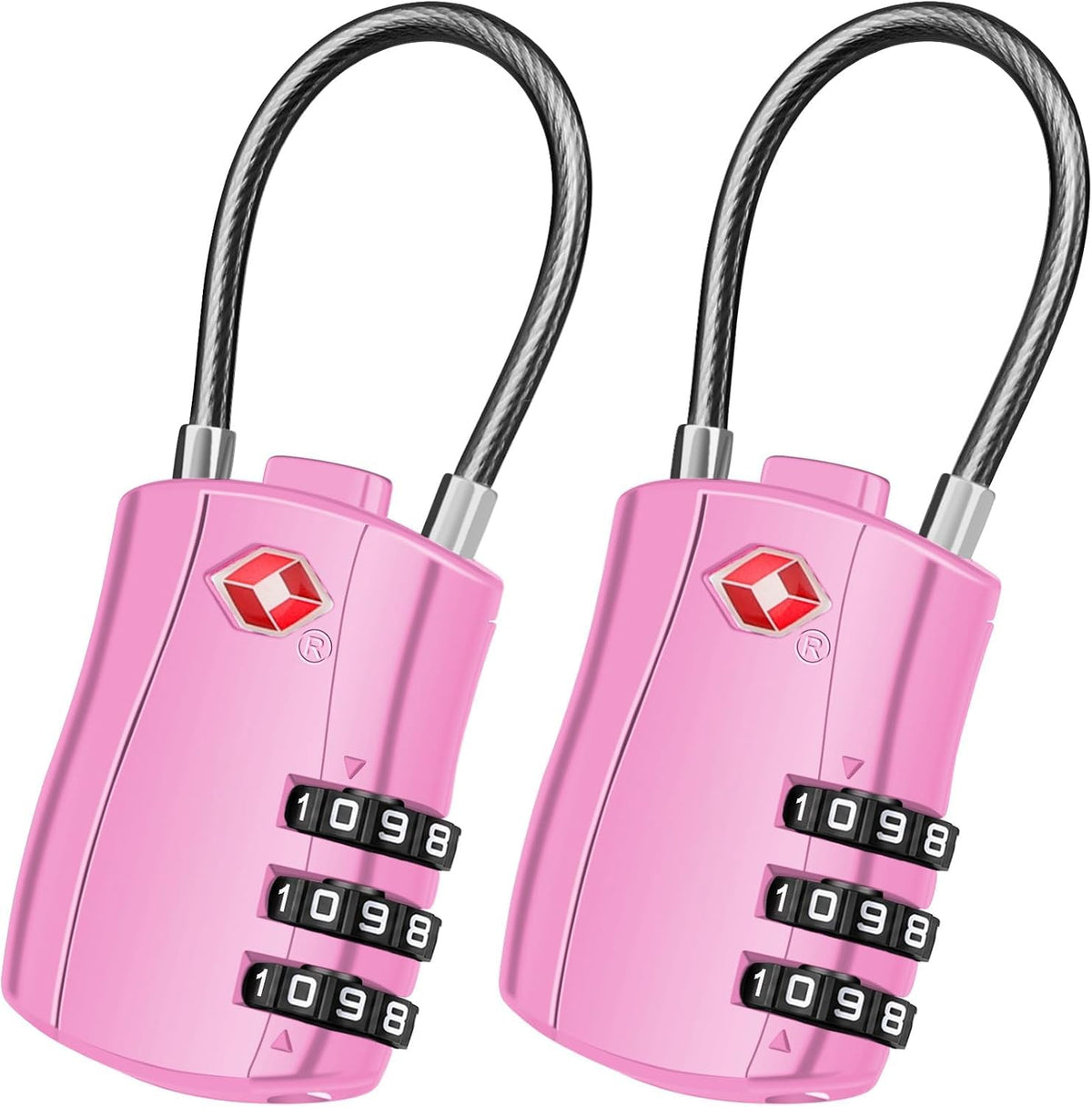 Diyife TSA Approved Luggage Locks with Flexible Steel Cable, Easy to Set up