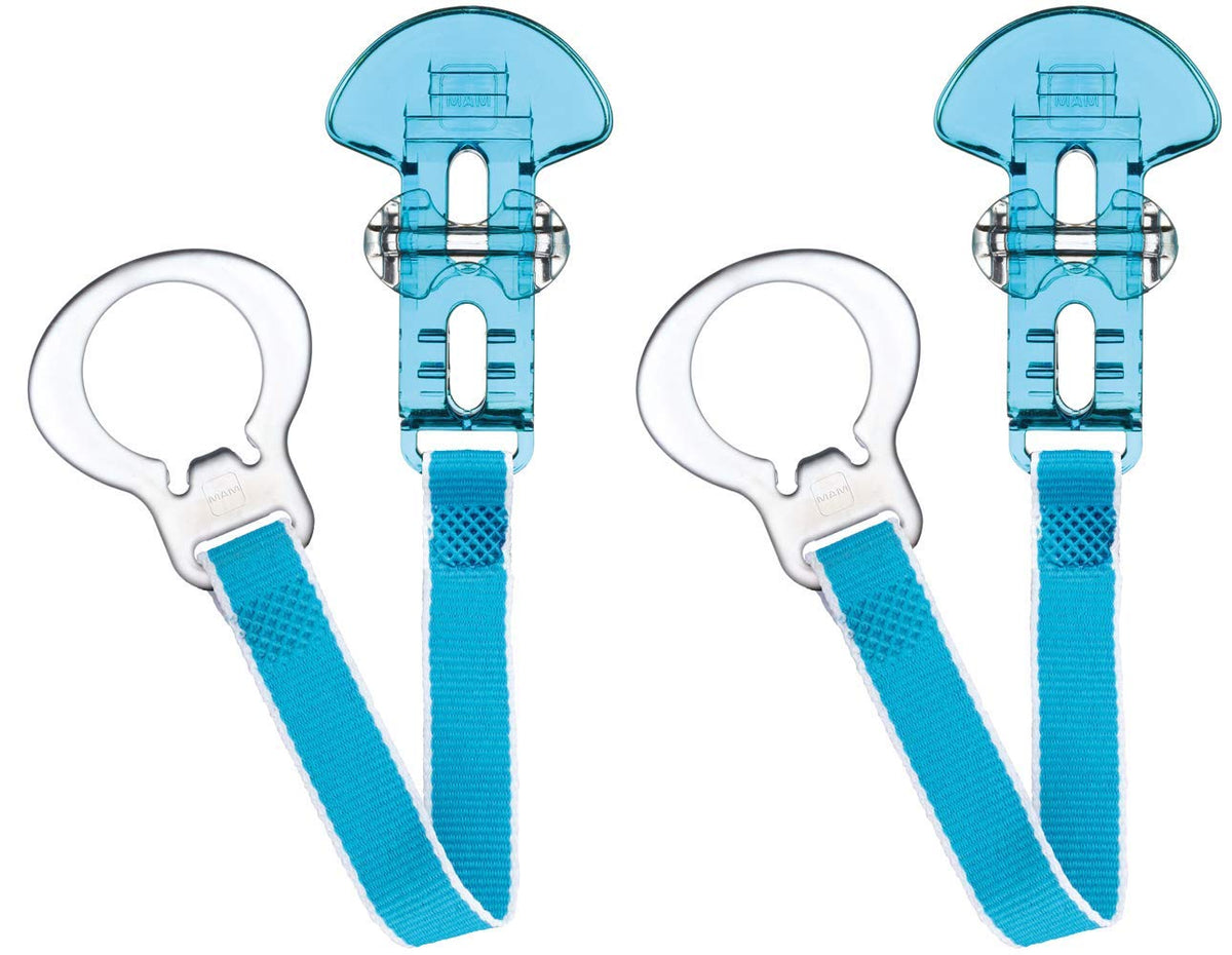 MAM Dummy Clip | 2 Pack | Baby Soother Clips Fit All MAM Soothers | Adjustable Length and Lightweight Design | Baby Accessories | Pink | Dummies Not Included