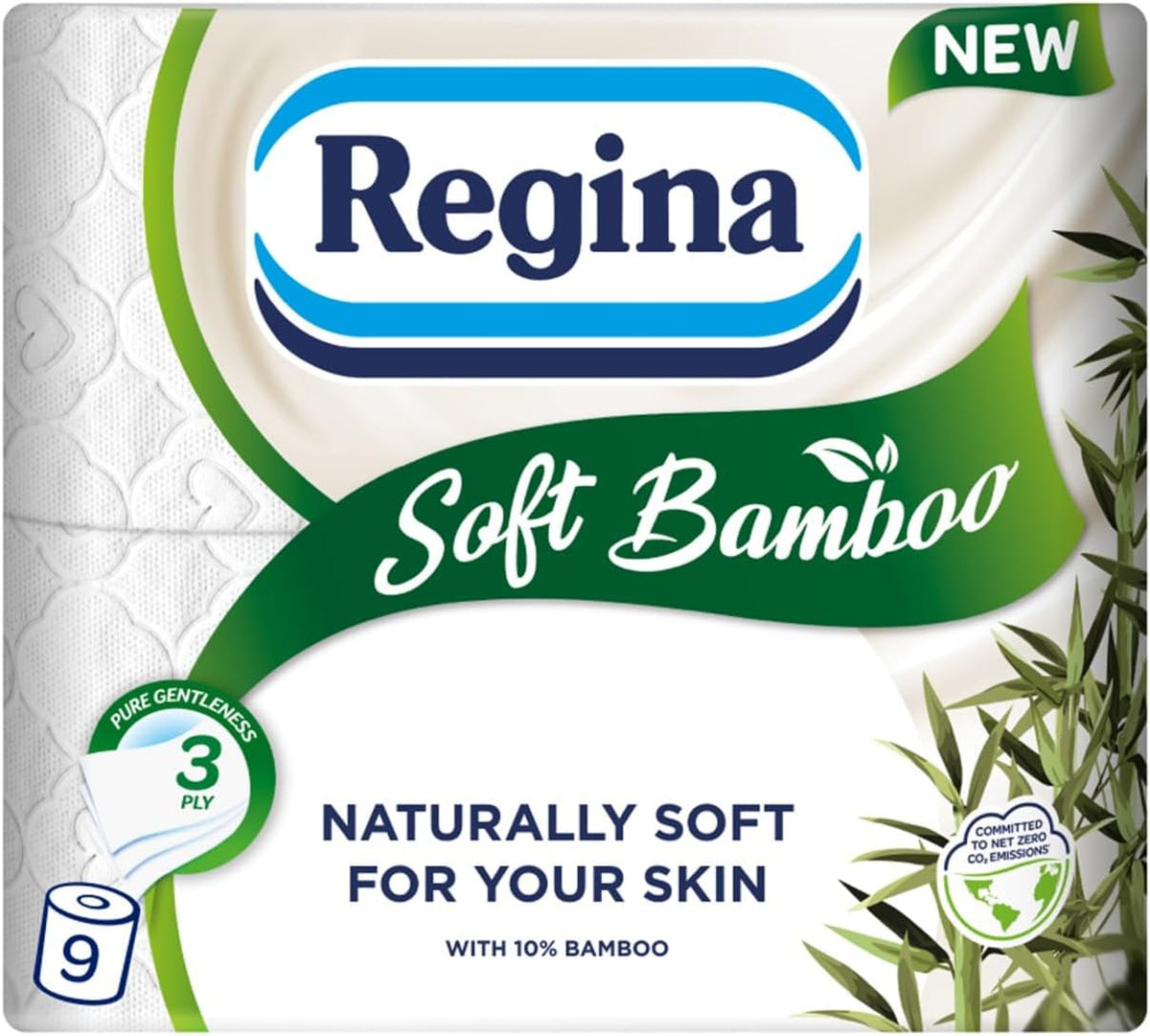 Regina Soft Bamboo, 9 Rolls of Toilet Tissue, 3-Ply