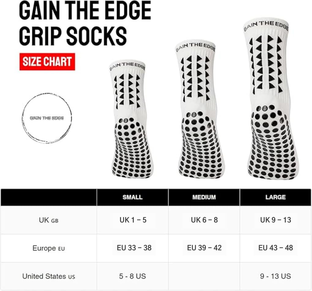 Gain The Edge Football Grip Socks 3.0-2pc and 4pc Set - Non Slip Football Socks - Updated Model