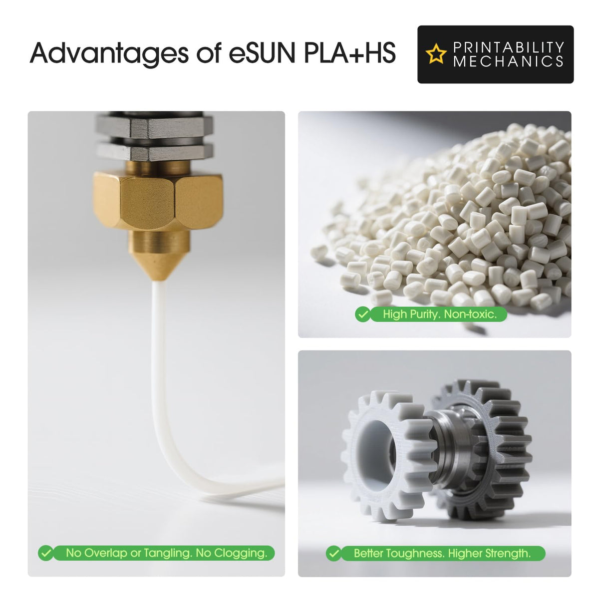 eSUN PLA+ Filament 1KG, PLA+HS High Speed 3D Printer Filament, Cold White