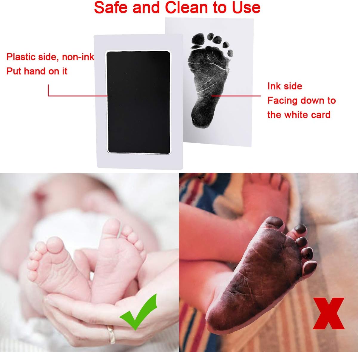 Nabance Baby Hand and Footprint Kit, 3 Inkless Print Pads, 6 Imprint Cards