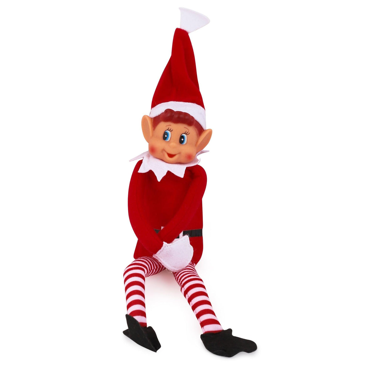 Elves Behavin' Badly Charming Red Long Leg Soft Body Vinylface Girl Elf with Hat - 30 cm (1 Pc.) - Premium Quality Plush Toy - Perfect For Holiday Decor & Gift-giving