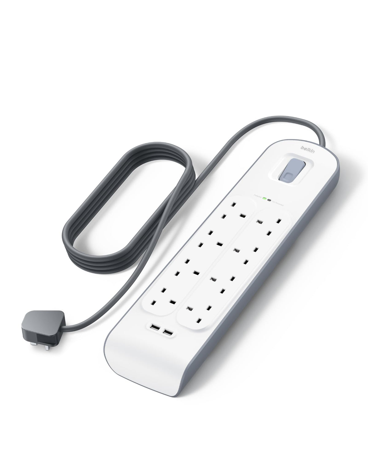 Belkin 4 Way/4 Plug 2 m Surge Protection Extension Lead Strip, White