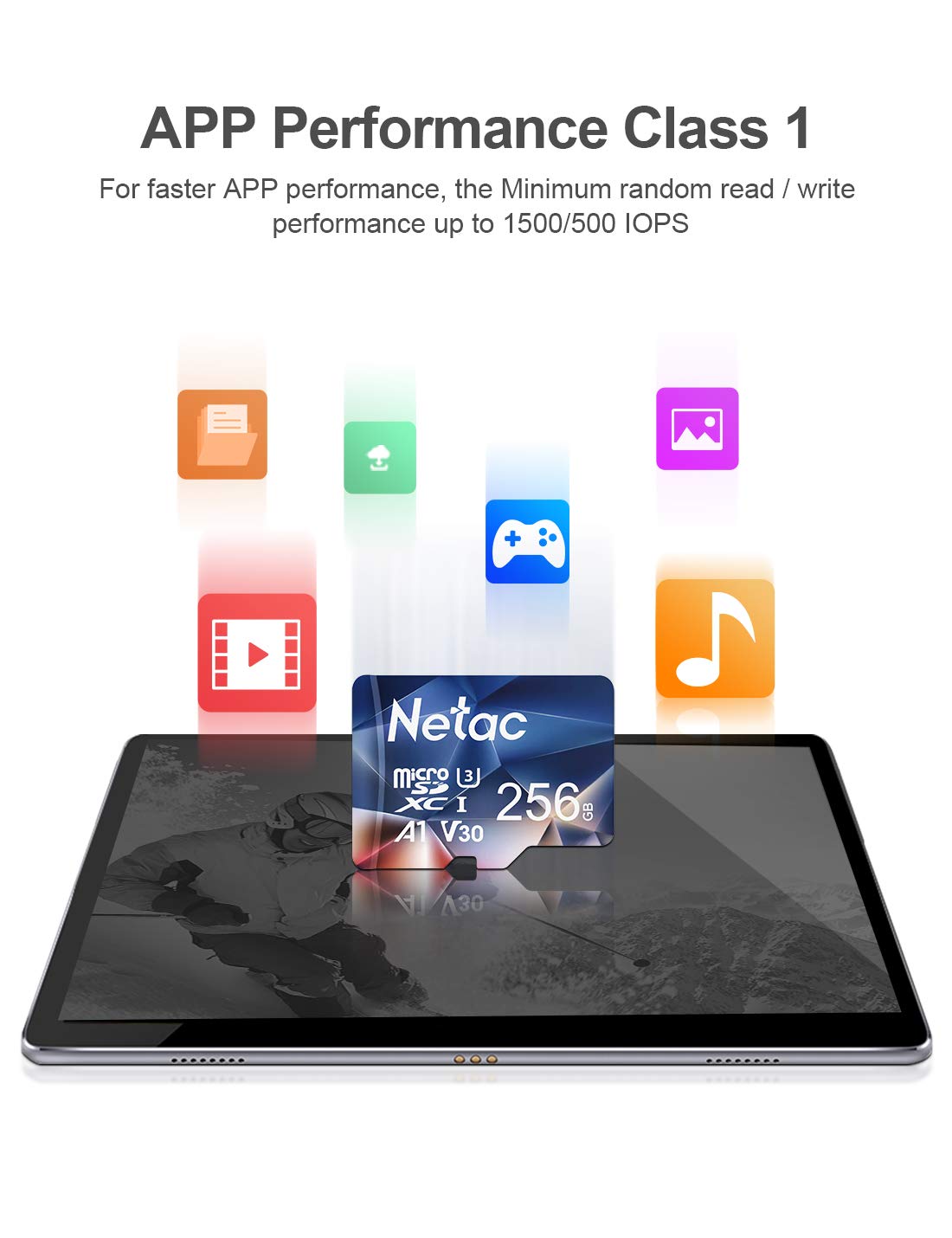 Netac 64GB MicroSDXC Memory Card, Micro SD Card R/W up to 100/30MB/s, TF Card 4K Full HD Video Recording, UHS-I, C10, U3, A1, V30, for Camera, Smartphone, Security System, Drone, Dash Cam