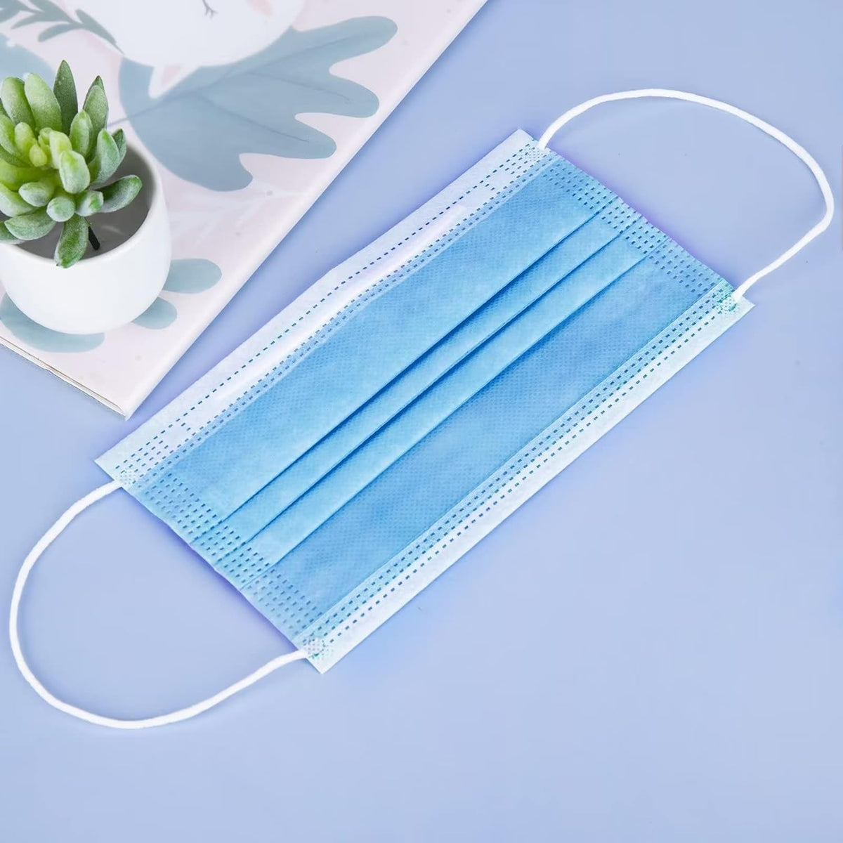 Premium Disposable Face Masks 100 Pack, Blue, 3-Ply Type IIR General Use Masks with Elastic Ear Loops, Breathable Triple Layer Protection for Men & Women