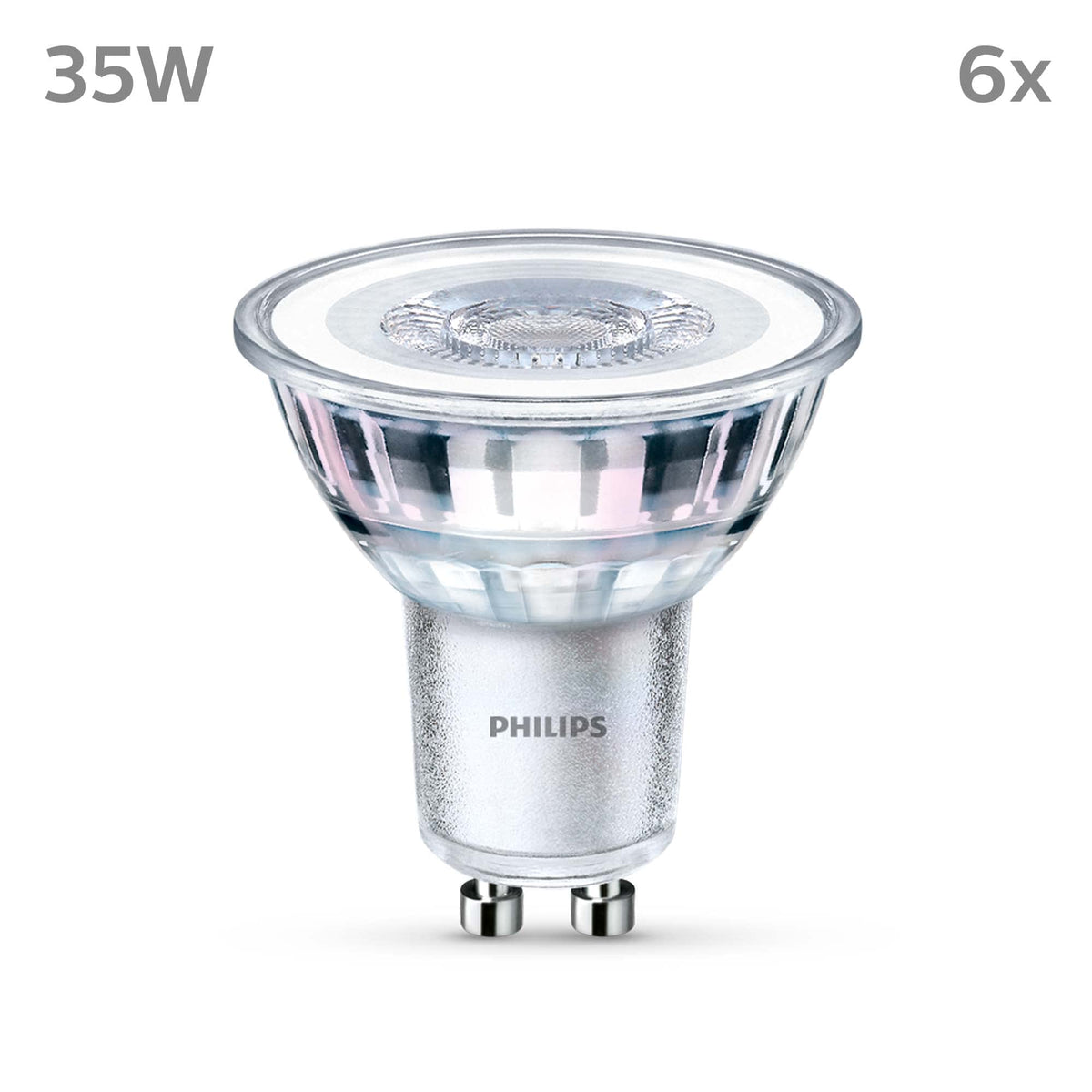 PHILIPS Classic Spotlight LED Bulb, GU10, Pack of 6