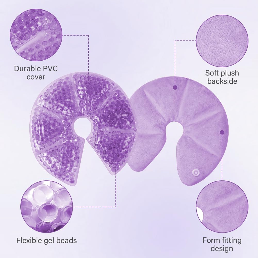 3-in-1 Breast Cooling Gel Pads, 2 Pack Hot & Cold Breastfeeding Gel Pads, Breast Feeding Essentials Reusable Gel Cooling Pad, Postpartum Essentials, for Nursing & Nipples Pain Relief, Mastitis