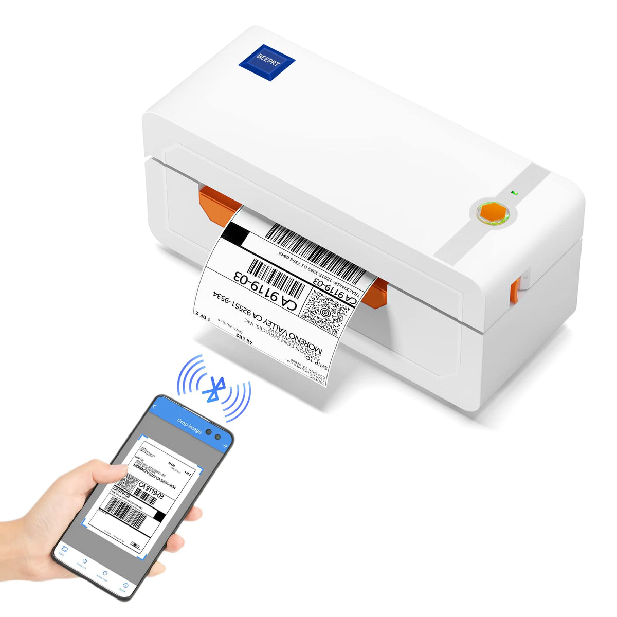 JADENS Bluetooth Thermal Label Printer, 4x6 Shipping Label Printer, 50 Labels Included, Compatible with Hermes, Royal Mail, DHL, DPD, Evri, Amazon, Shopify