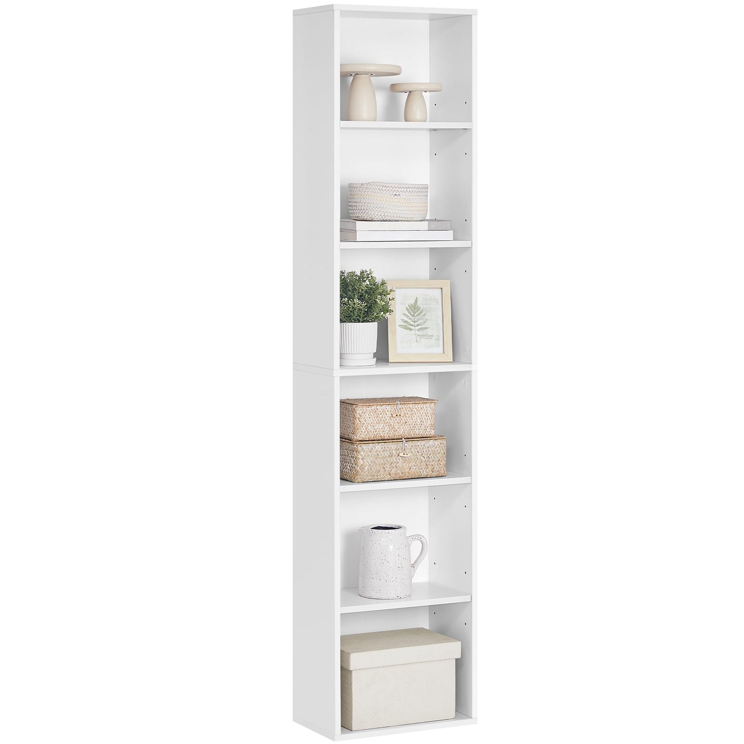 VASAGLE Bookcase, 6-Tier Bookshelf, Open Storage Shelf, Shelving Unit, 24 x 60 x 178.5 cm, for Living Room, Home Office, Dinning Room, Cloud White LBC169T14