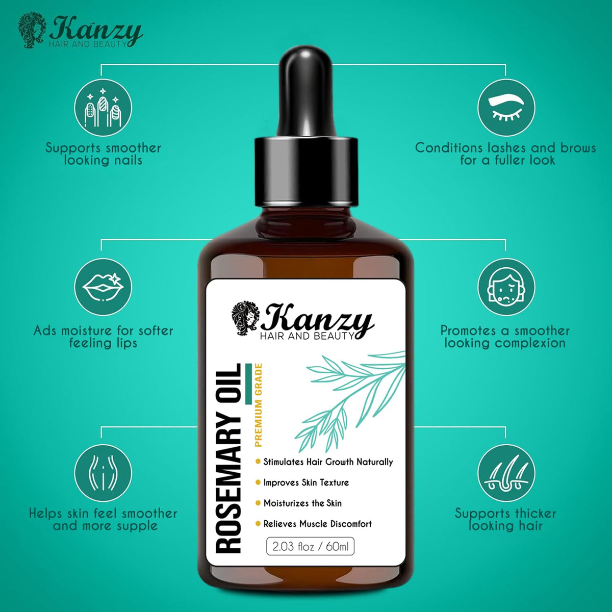 Kanzy Vitamin E Oil for Skin, Hair, Lips and Face - Naturally Sourced Multi-Purpose Plant-Based Vitamin E Oil for Hair Growth as Skincare and Haircare Product for both Men and Women (30 ml)