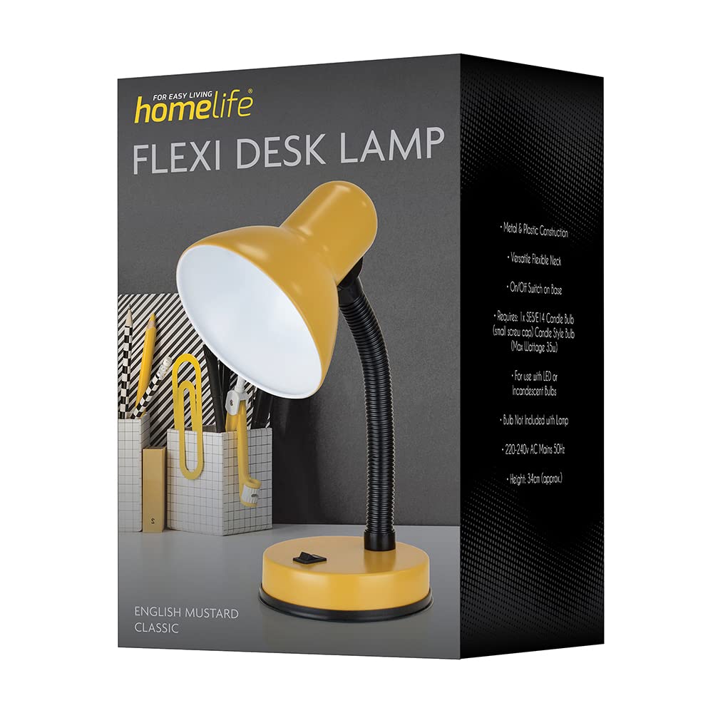 HOMELIFE 35w 'Classic' Flexi Desk Lamp with Versatile Flexible Neck - Integral On/Off Switch - Approx. 34cm Height - L958BK - Onyx Black
