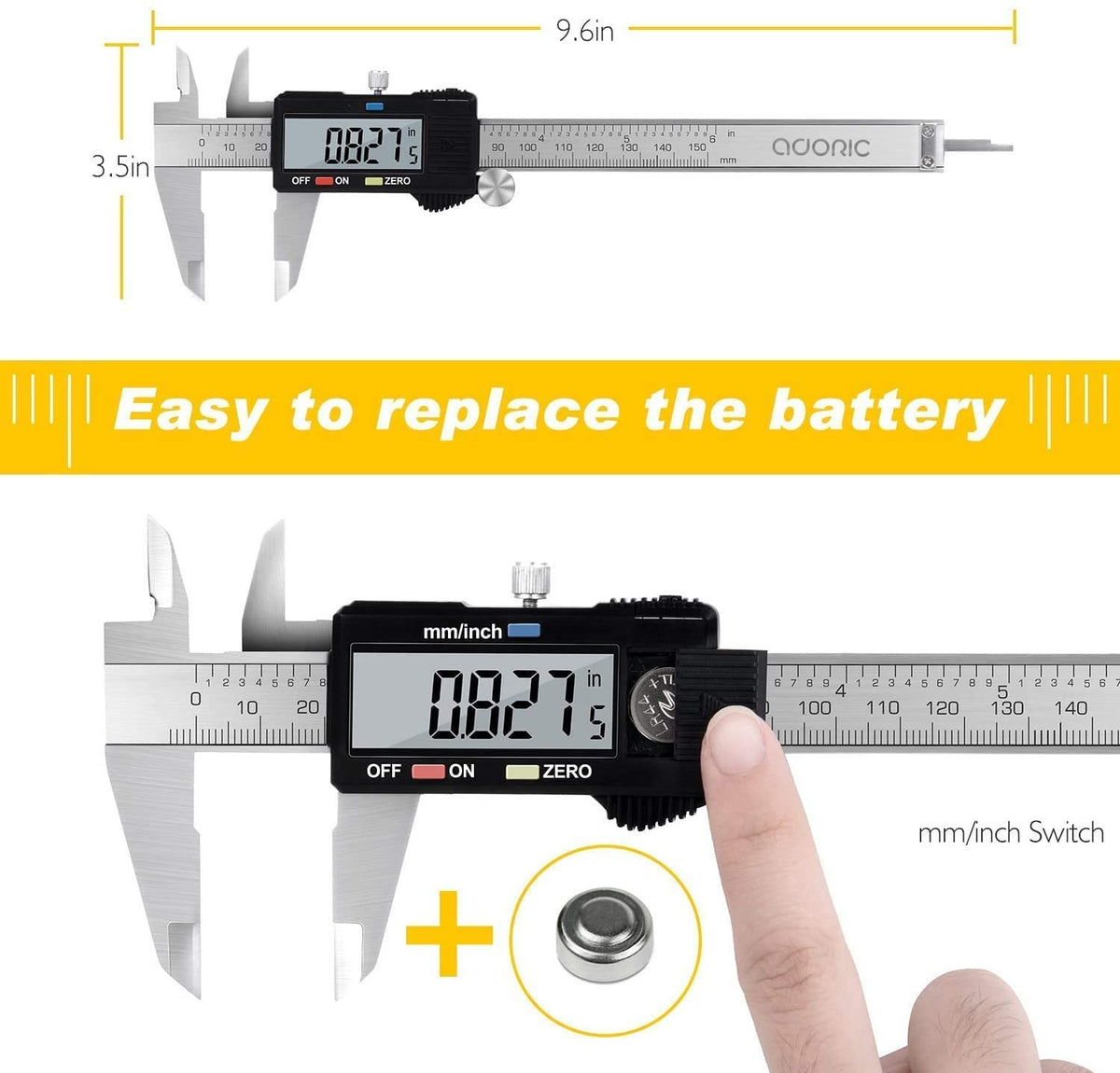Digital Vernier Caliper, Adoric 6 Inch/150mm Calipers Measuring Tool