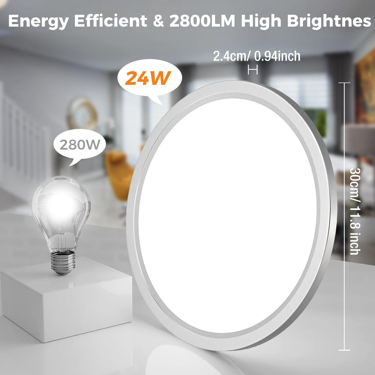 slochi Bathroom Light, 3000K/4000K/6500K 3 Color Temperature, Waterproof, Round, Modern, Flush Ceiling Light for Bathroom, Kitchen, Bedroom, Hallway and MoreØ18CM(Gold)
