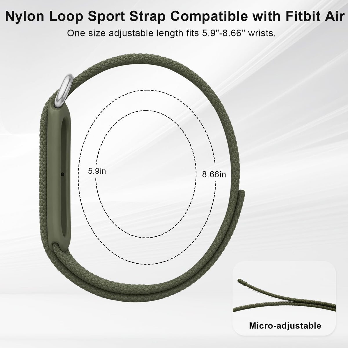Compatible with Google Fitbit Air Strap Nylon Loop Sport Replacement Band