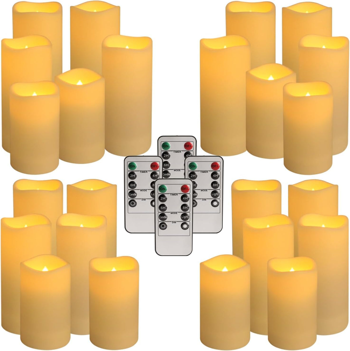 LIVEN Flickering Flameless Candles Battery Operated with Remote,Led Pillar Candles with Realistic Moving Wick Candles for Halloween,Christmas,Home Decor Pack of 12 (D2.2 xH 5" 6" 7")(White)