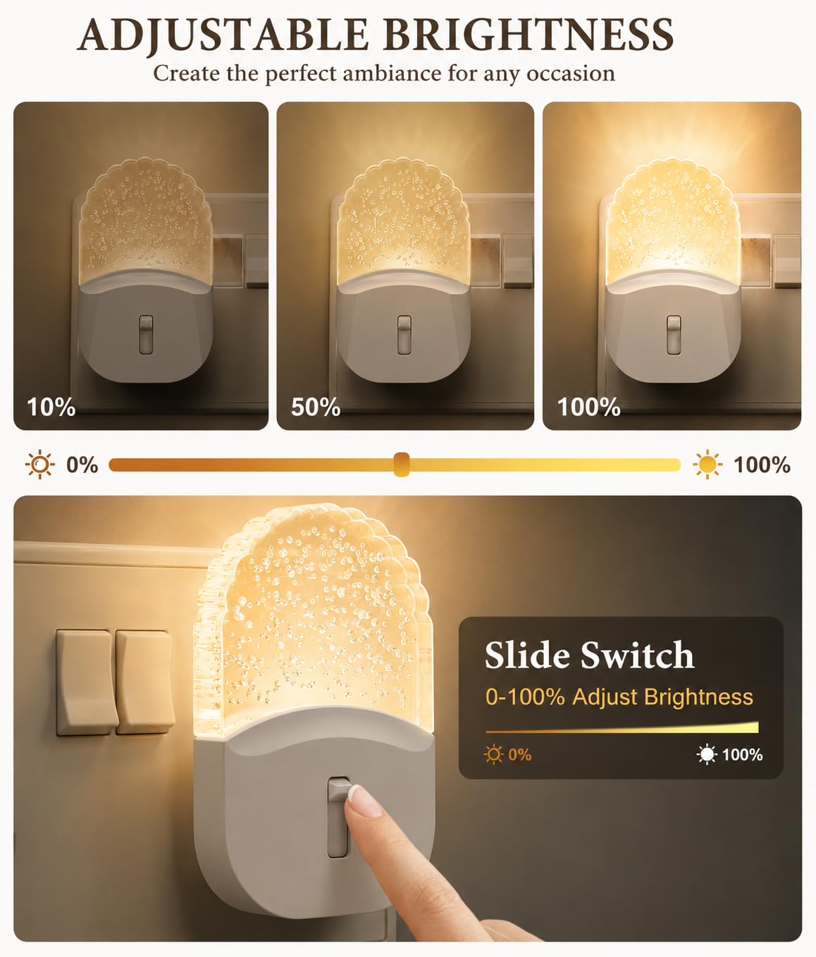 Emeritpro Night Light Plug in Wall with Dusk to Dawn Sensor, Warm White+RGB