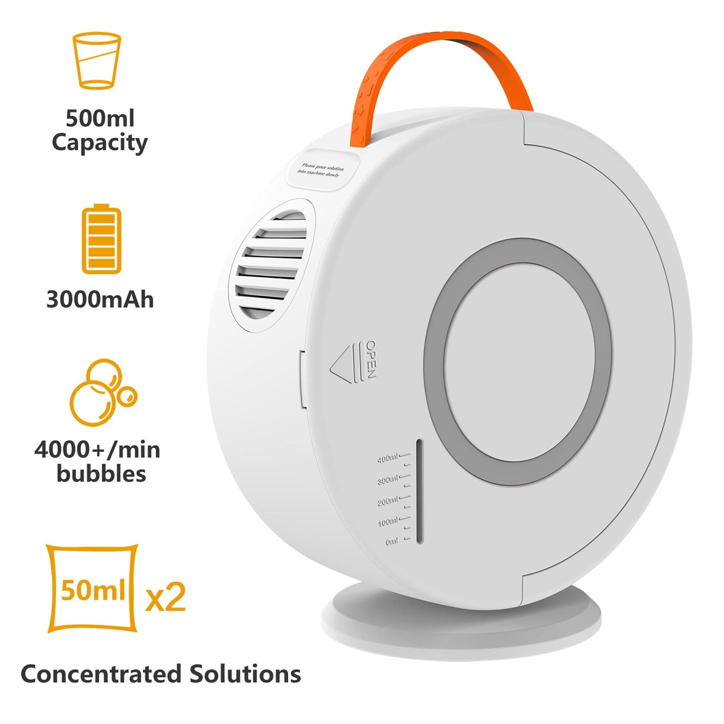 Bubble Machine Age 3+ for Kids Automatic Bubble Blower for Toddlers Rechargeable Battery Operated Portable Bubble Maker for Little Boys Girls Fun Electric Bubble Toy Rotated 90°/360° Outdoor Party