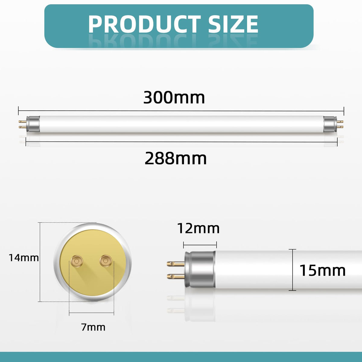 2 Pack 8W Fluorescent Tube, Size 300mm, T5 Warm White 3000K, 560LM, G5 Base Low Energy Consumption Tube Light, Emergency Energy Saving Light, Suitable for Kitchen, Bathroom, Cabinet, Garage