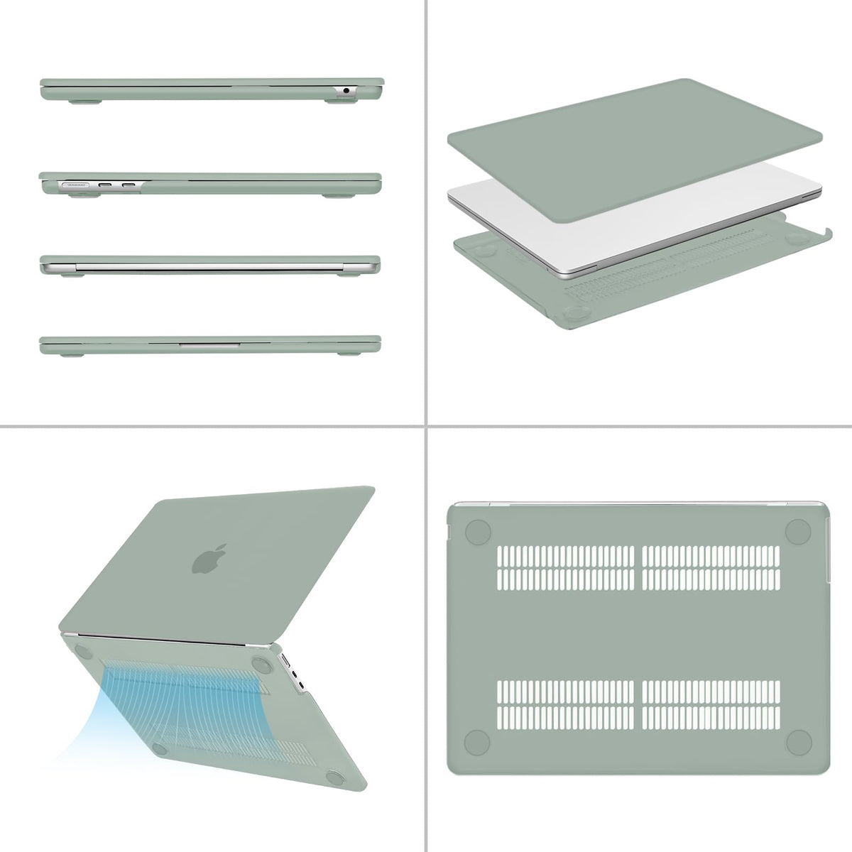 MOSISO Compatible with MacBook Air 15 inch Case 2026, Antique Green
