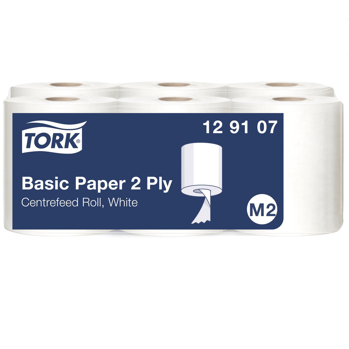 Tork Basic Centrefeed Wiping Paper Blue M2, Cost-Efficient Paper Towels, 6 x 150m, 128107
