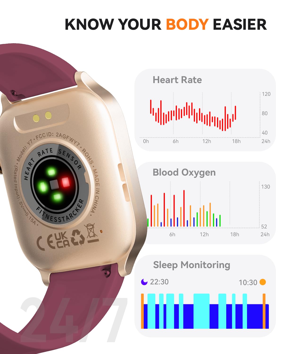 Smart Watch for Men Women- Answer/Make Call, 2024 IP68 Waterproof Fitness Tracker Watch with Sleep Step Counter Activity Smartwatch for Samsung Android iPhone iOS (Black-Blue, 1.83)