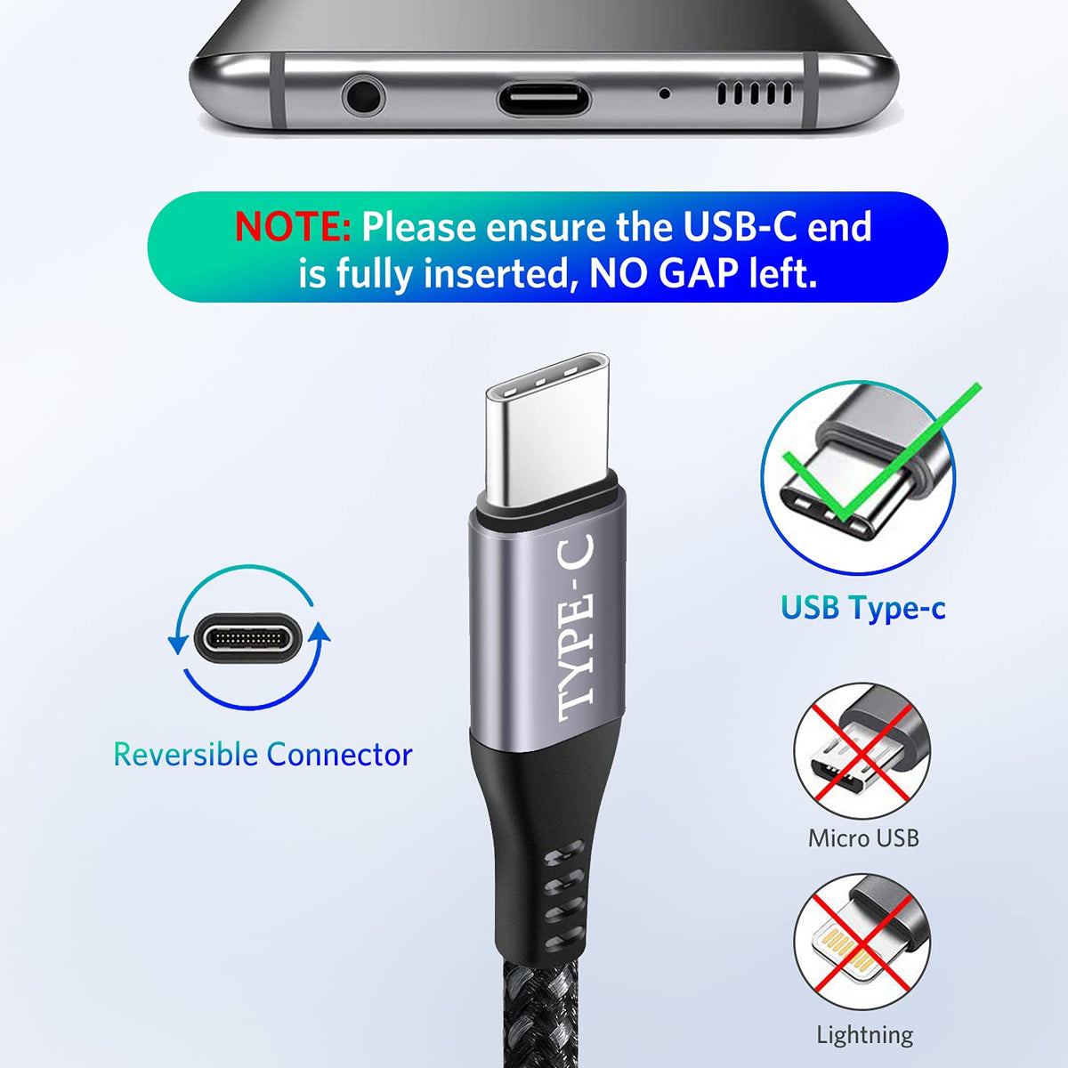 USB C Charger Cable 3M 3Pack,Extra Long USB to USB C Fast Charging Cable Braided,3A USB Type C Lead Fast Charge Compatible with Samsung Galaxy S21 S22 Plus S23 S20 S10,A54 A21s A20e,Xperia,PS5,Switch