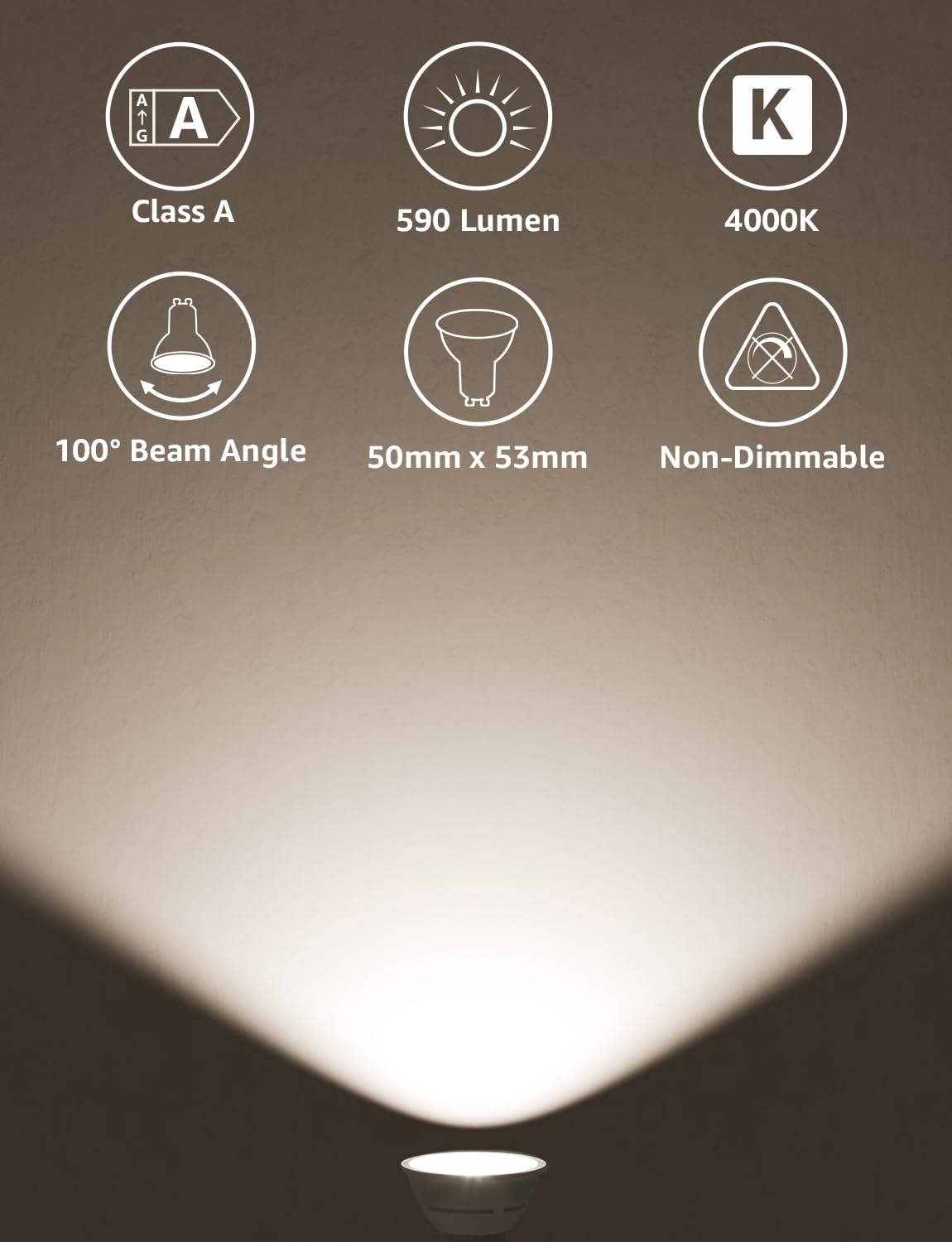 Lepro GU10 LED Bulbs A Rated, Cool White 6500K, 590LM,3.3W (50W Equivalent)